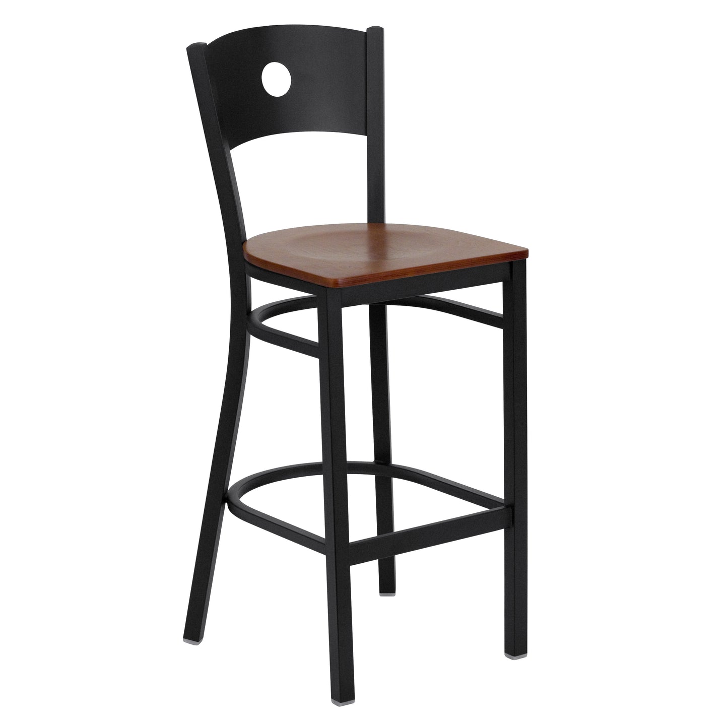 Black Circle Stool-Cherry Seat XU-DG-60120-CIR-BAR-CHYW-GG