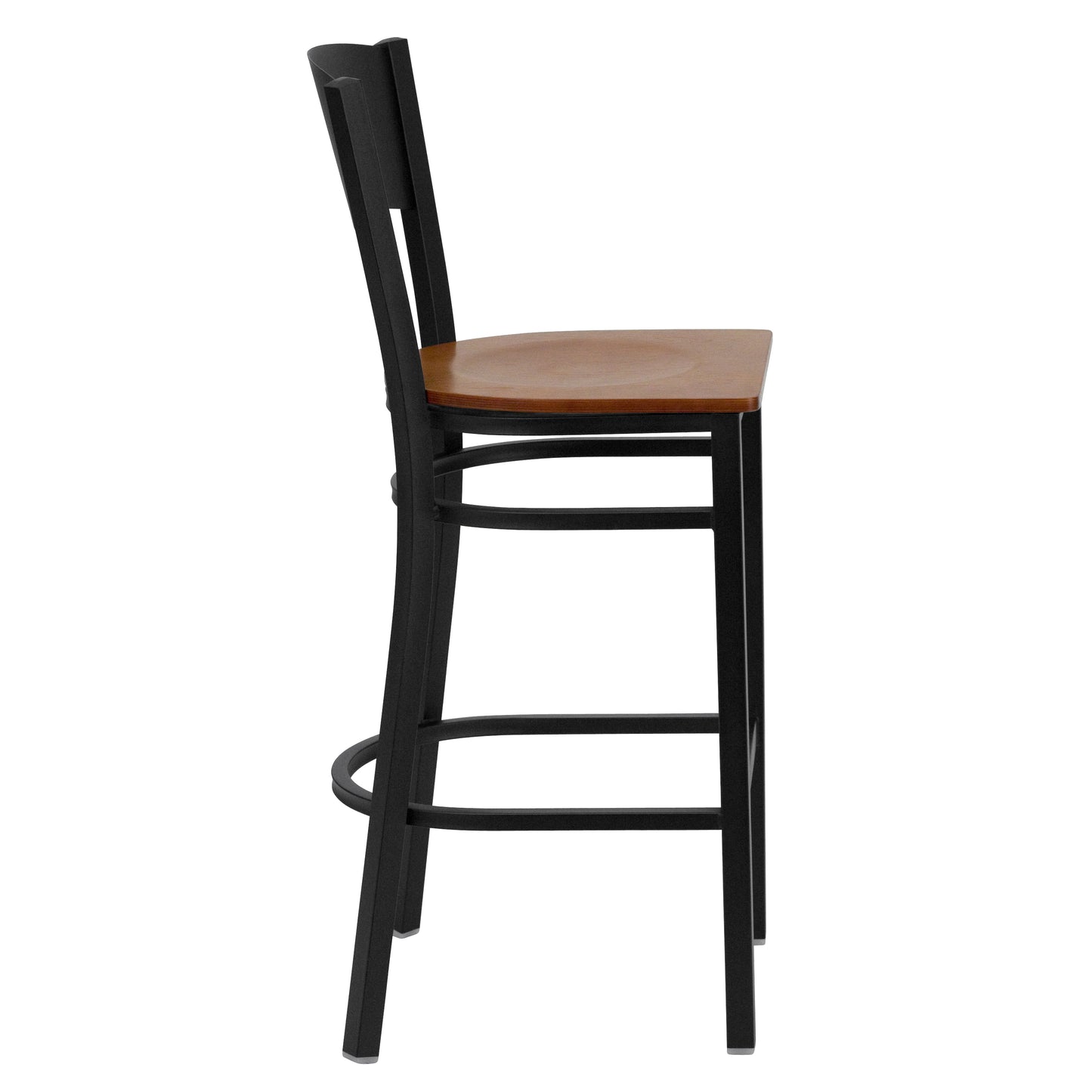 Black Circle Stool-Cherry Seat XU-DG-60120-CIR-BAR-CHYW-GG