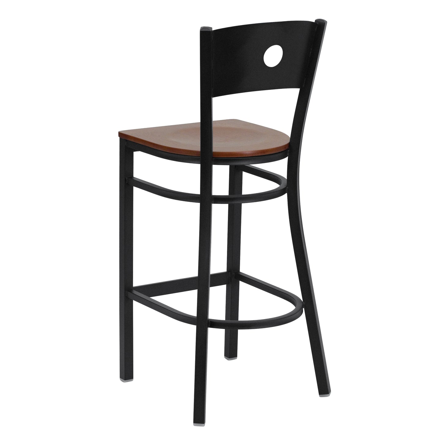 Black Circle Stool-Cherry Seat XU-DG-60120-CIR-BAR-CHYW-GG