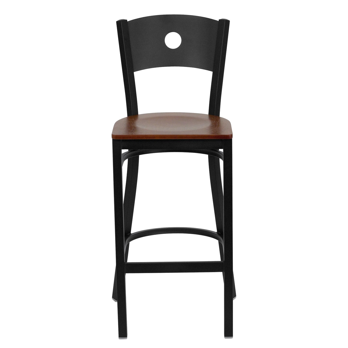 Black Circle Stool-Cherry Seat XU-DG-60120-CIR-BAR-CHYW-GG