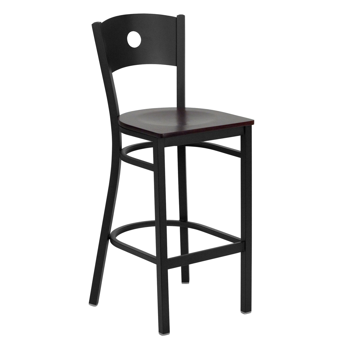 Black Circle Stool-Mah Seat XU-DG-60120-CIR-BAR-MAHW-GG