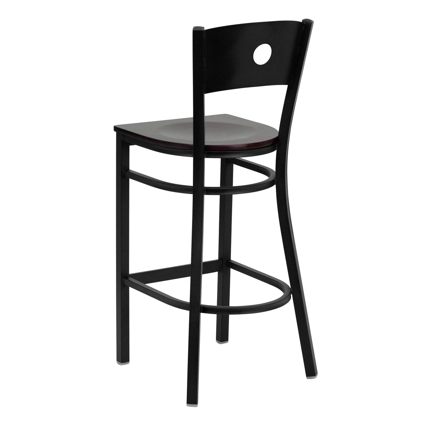 Black Circle Stool-Mah Seat XU-DG-60120-CIR-BAR-MAHW-GG