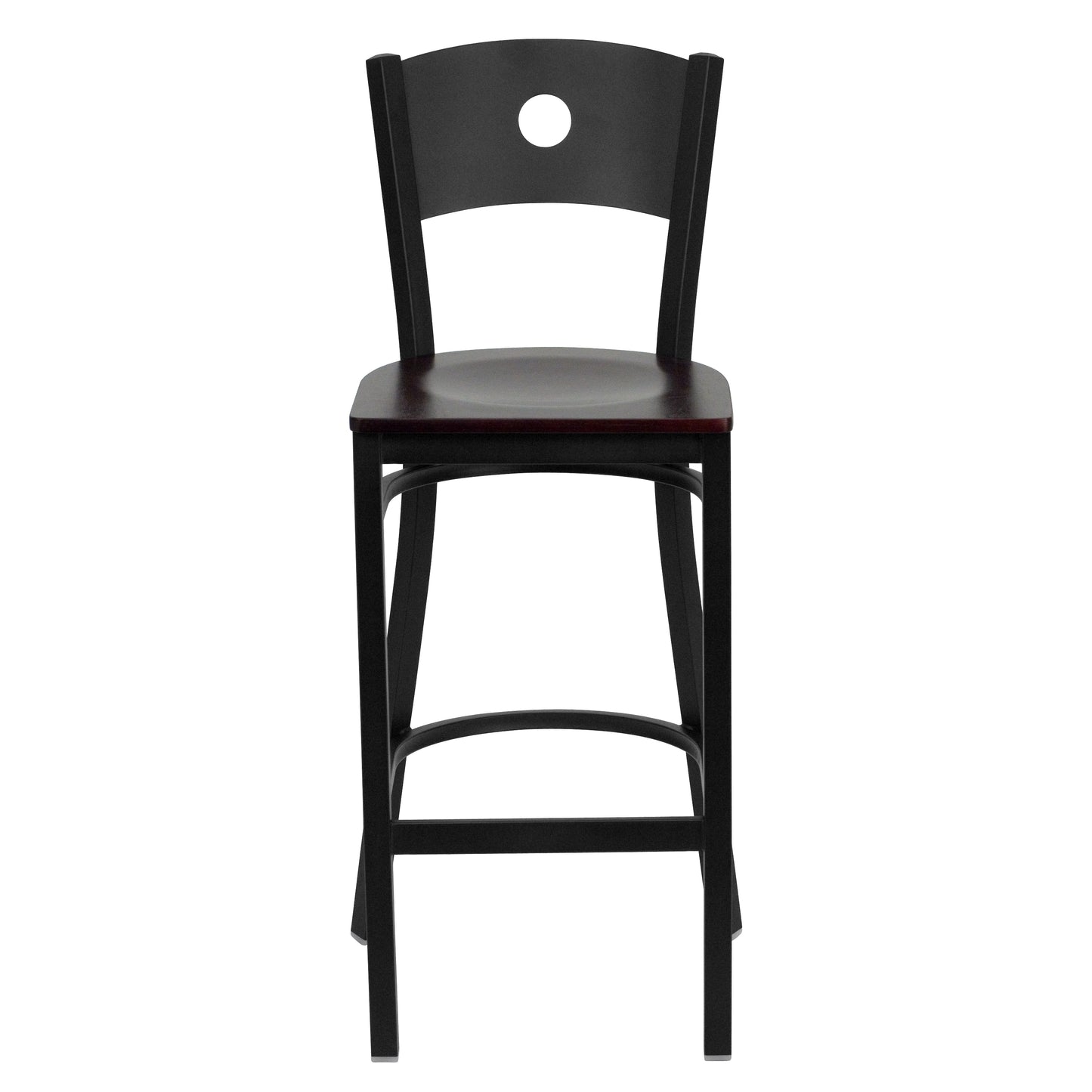 Black Circle Stool-Mah Seat XU-DG-60120-CIR-BAR-MAHW-GG