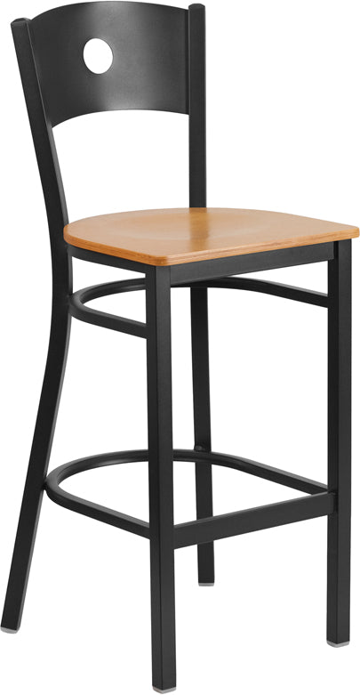 Black Circle Stool-Nat Seat XU-DG-60120-CIR-BAR-NATW-GG