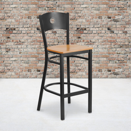 Black Circle Stool-Nat Seat XU-DG-60120-CIR-BAR-NATW-GG