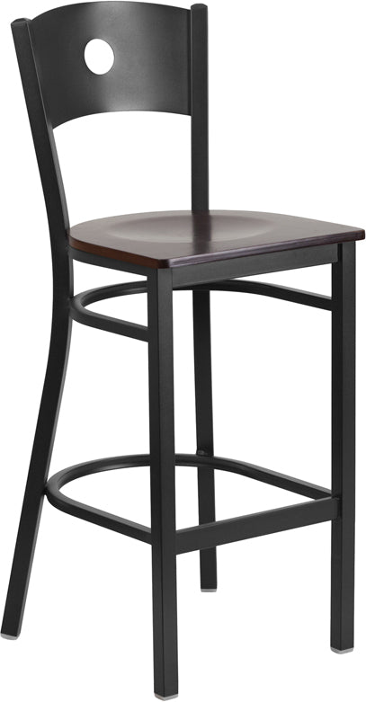 Black Circle Stool-Wal Seat XU-DG-60120-CIR-BAR-WALW-GG