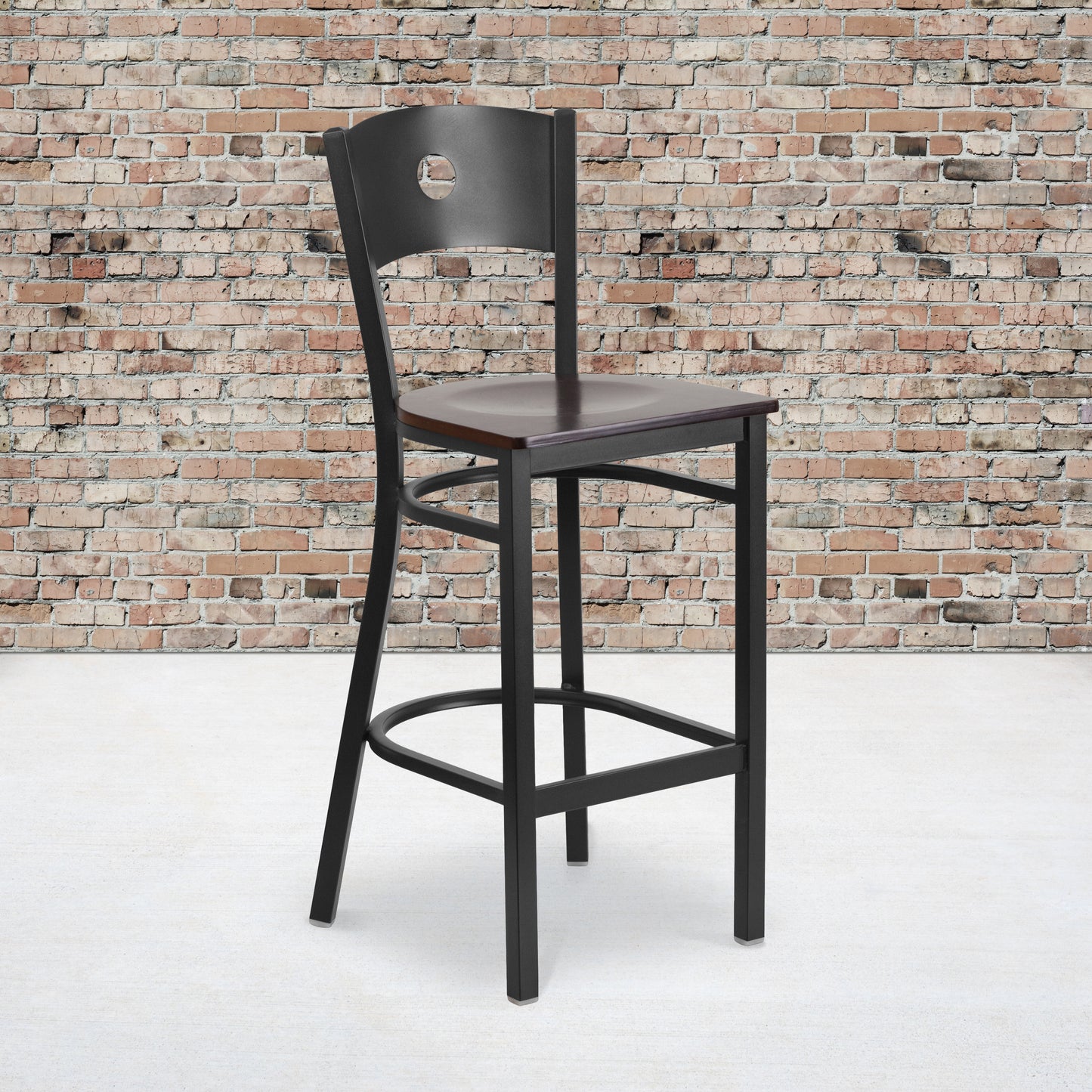 Black Circle Stool-Wal Seat XU-DG-60120-CIR-BAR-WALW-GG