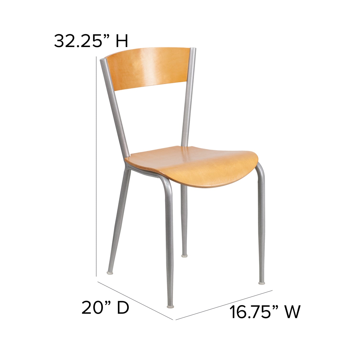 Silver Open Chair-Nat Seat XU-DG-60217-NAT-GG