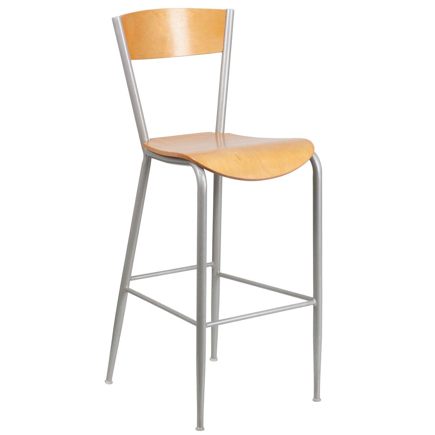 Silver Open Stool-Nat Seat XU-DG-60218-NAT-GG