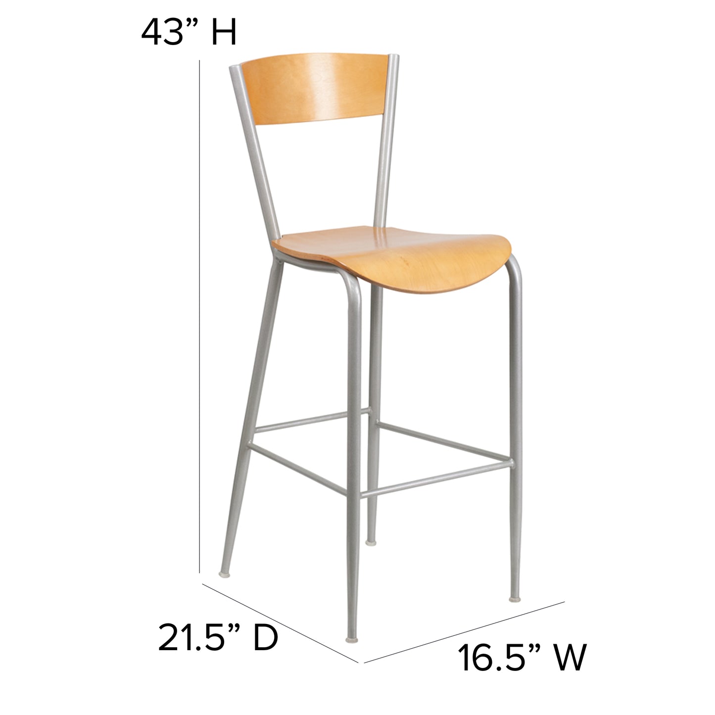 Silver Open Stool-Nat Seat XU-DG-60218-NAT-GG