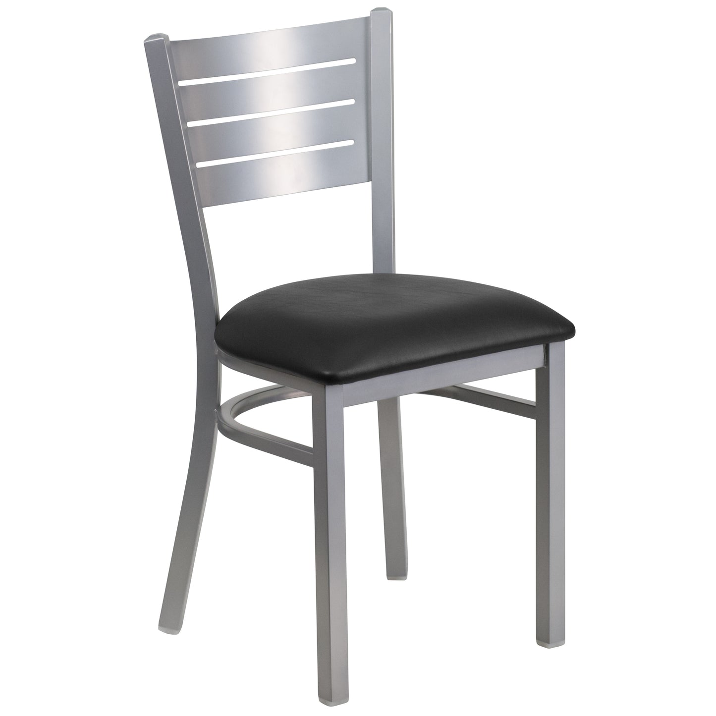 Silver Slat Chair-Black Seat XU-DG-60401-BLKV-GG