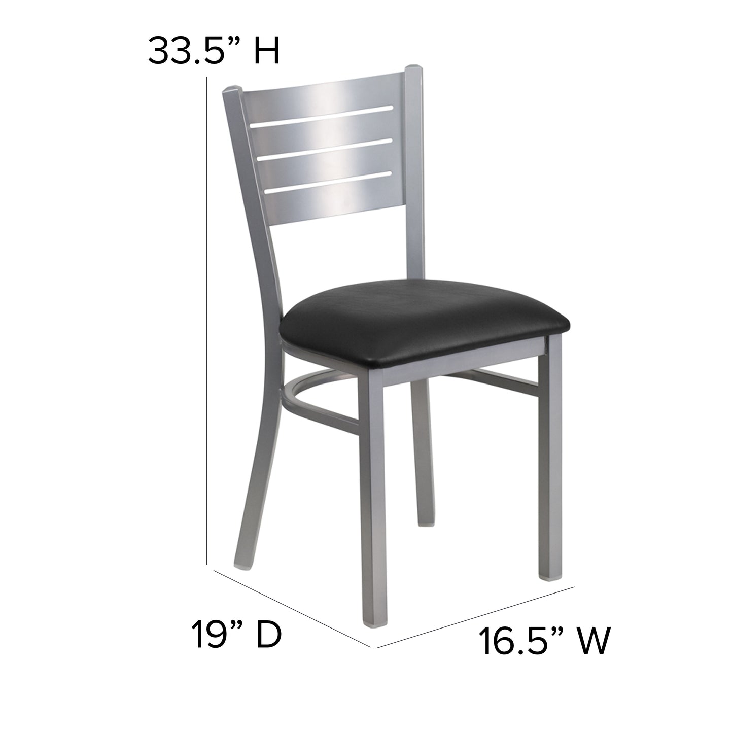 Silver Slat Chair-Black Seat XU-DG-60401-BLKV-GG