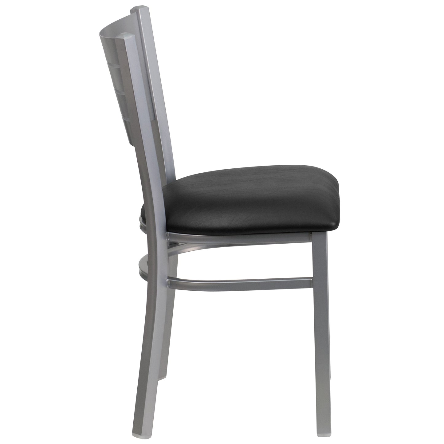 Silver Slat Chair-Black Seat XU-DG-60401-BLKV-GG