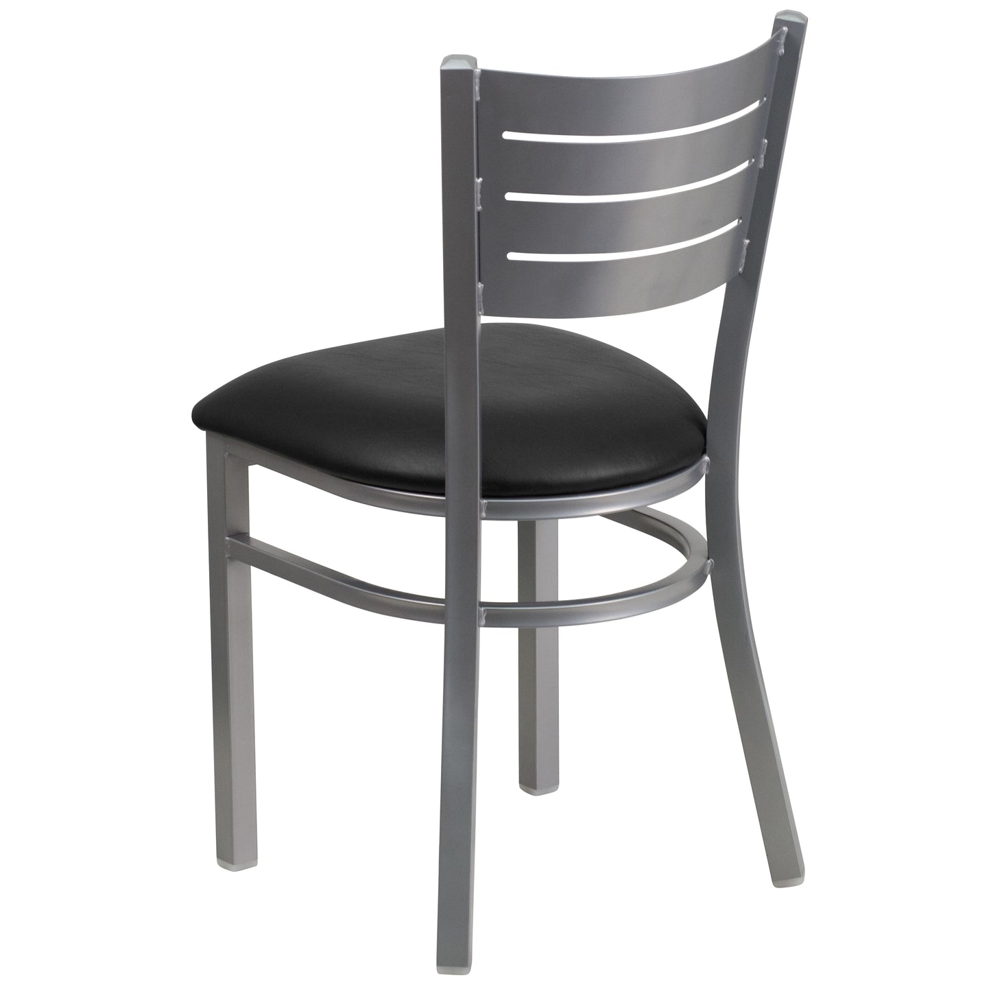 Silver Slat Chair-Black Seat XU-DG-60401-BLKV-GG