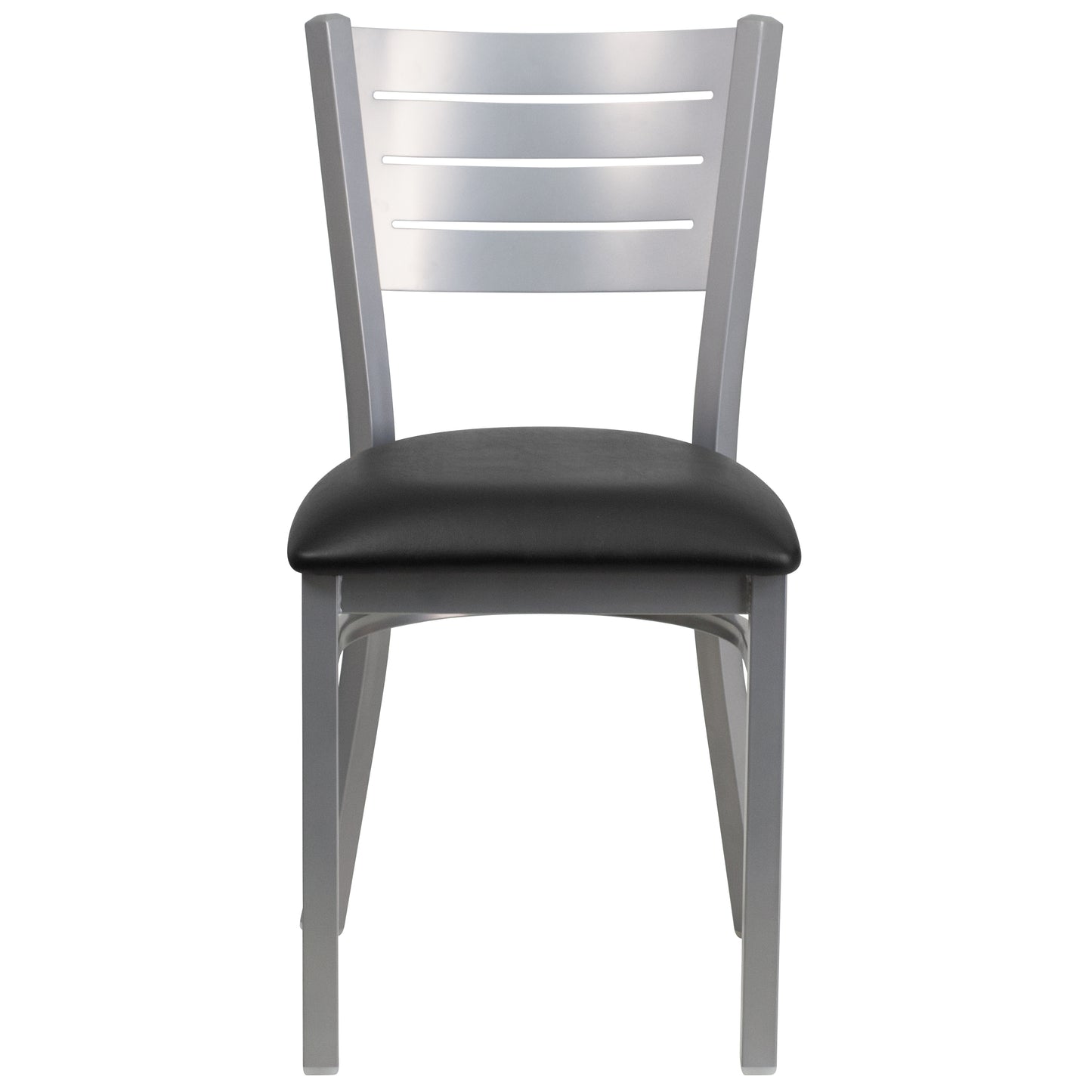 Silver Slat Chair-Black Seat XU-DG-60401-BLKV-GG