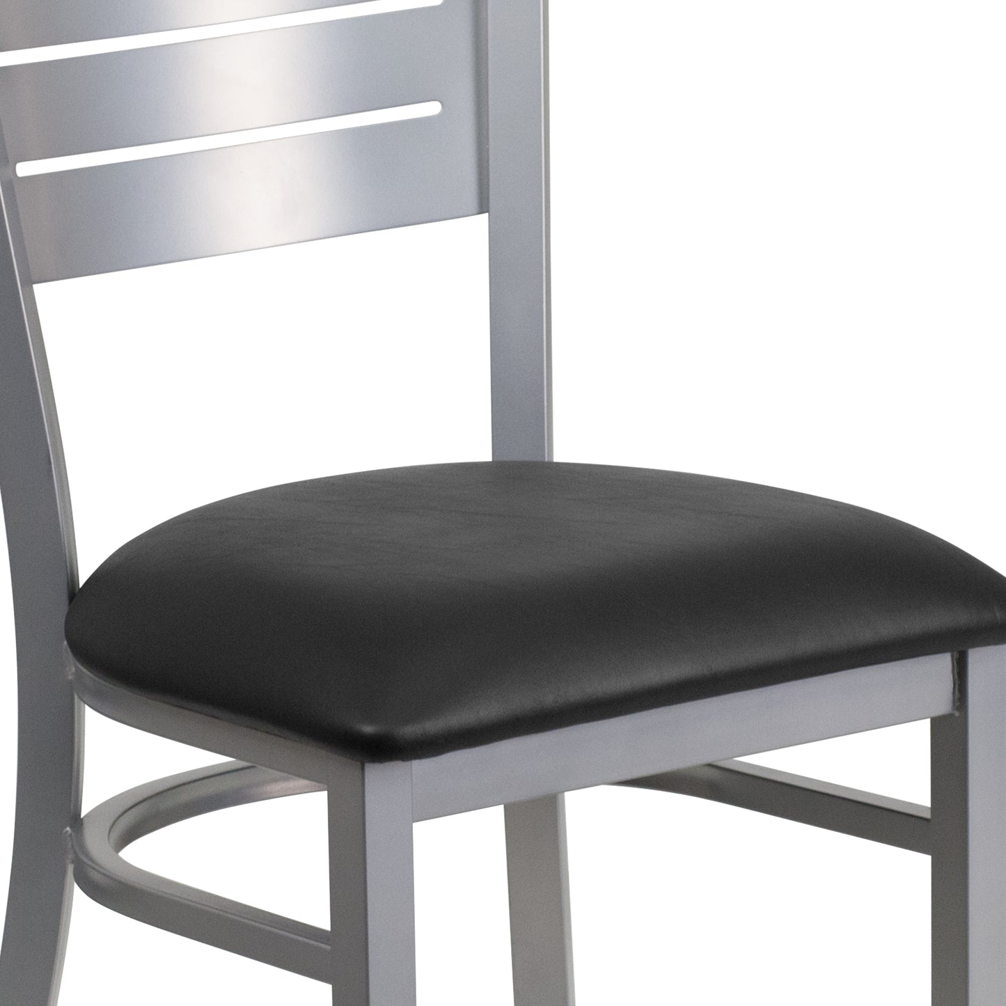 Silver Slat Chair-Black Seat XU-DG-60401-BLKV-GG