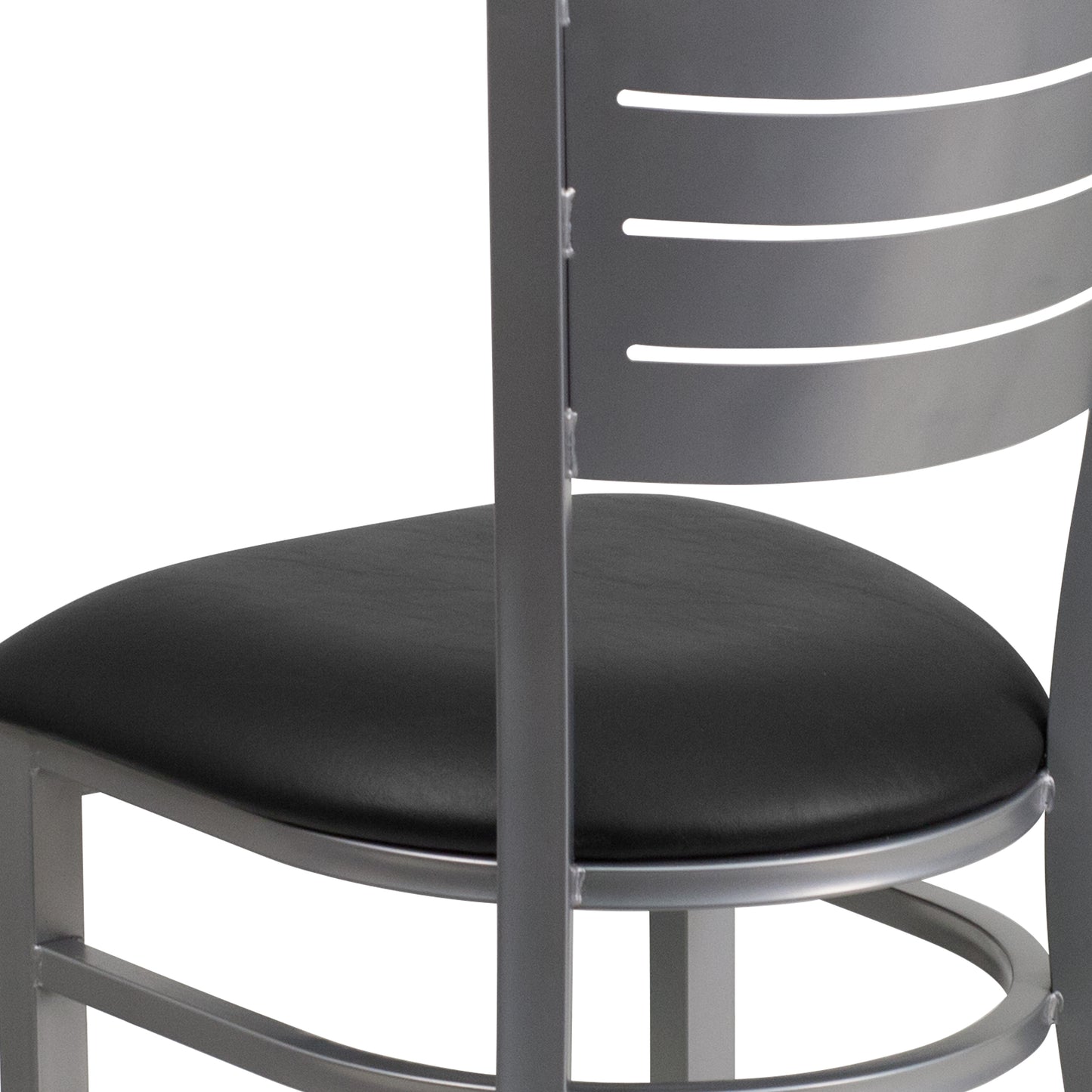 Silver Slat Chair-Black Seat XU-DG-60401-BLKV-GG