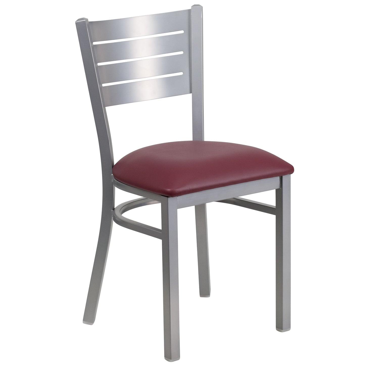 Silver Slat Chair-Burg Seat XU-DG-60401-BURV-GG