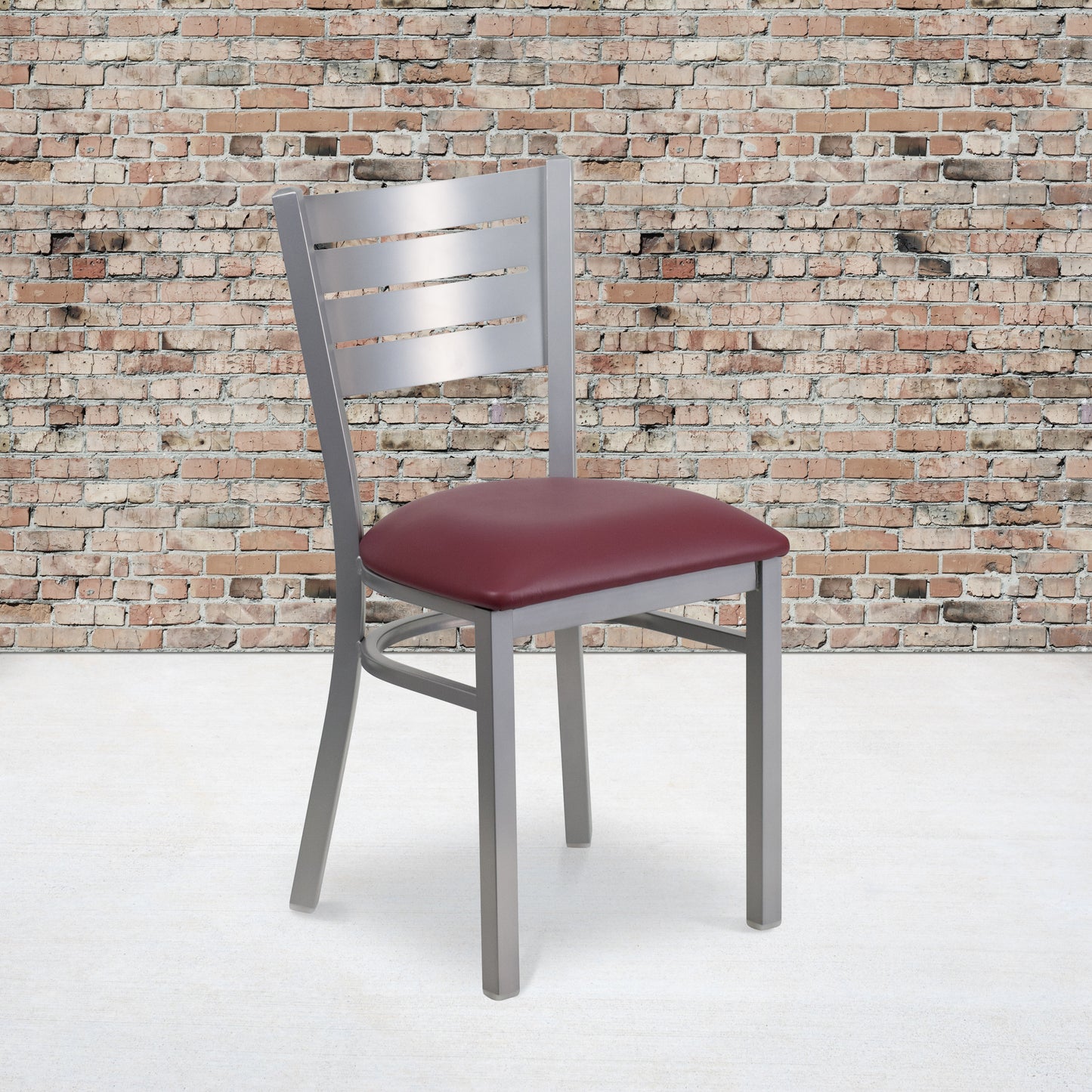 Silver Slat Chair-Burg Seat XU-DG-60401-BURV-GG