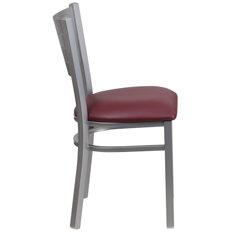 Silver Slat Chair-Burg Seat XU-DG-60401-BURV-GG