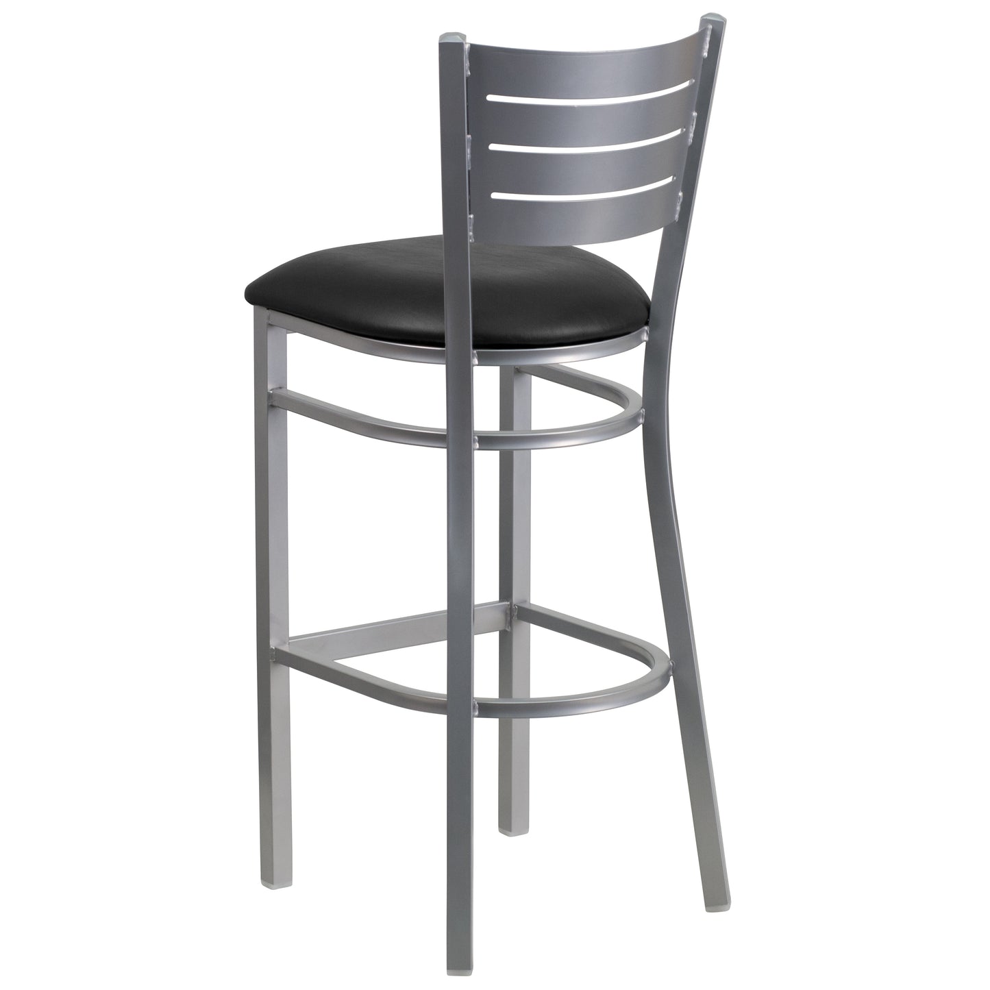 Silver Slat Stool-Black Seat XU-DG-60402-BAR-BLKV-GG