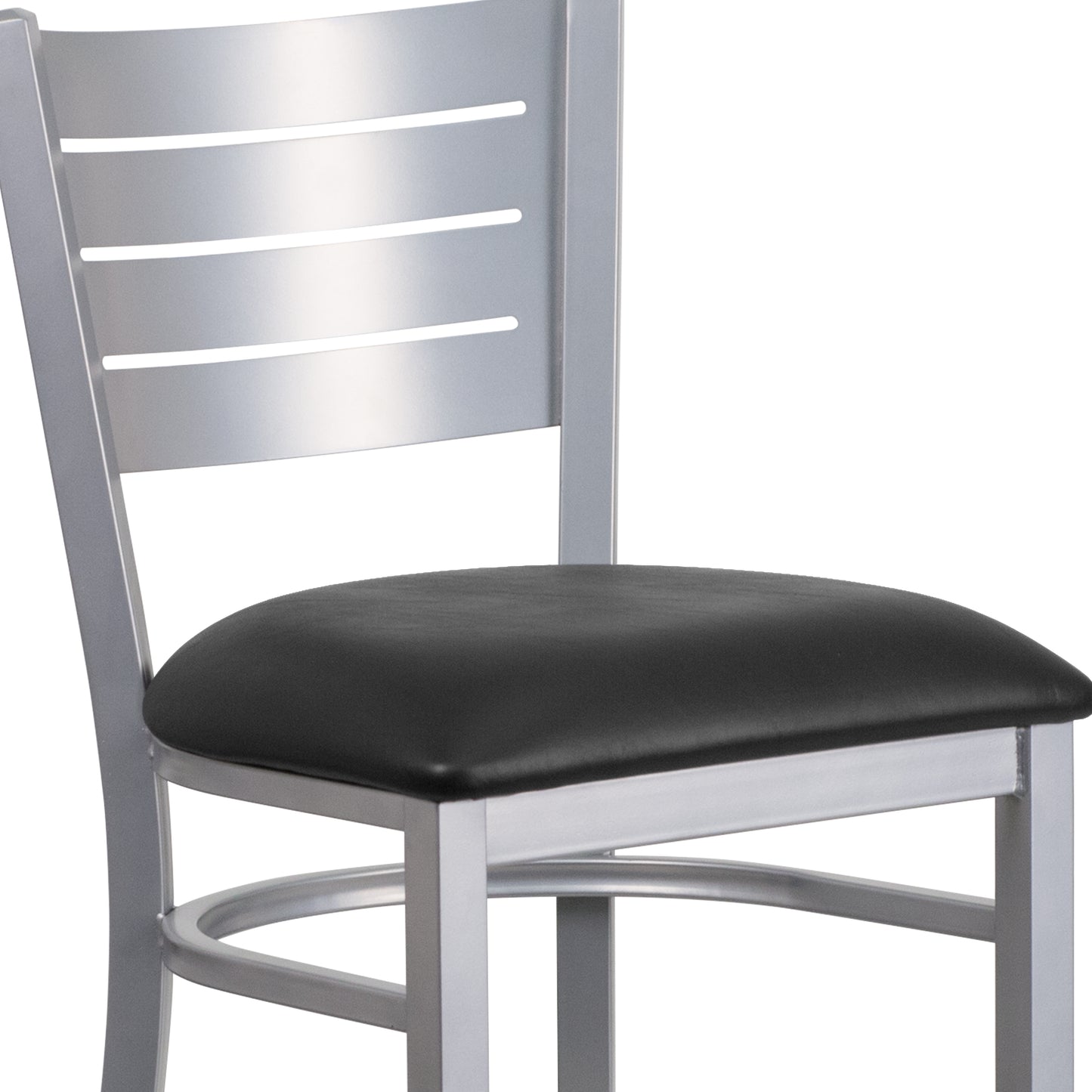 Silver Slat Stool-Black Seat XU-DG-60402-BAR-BLKV-GG