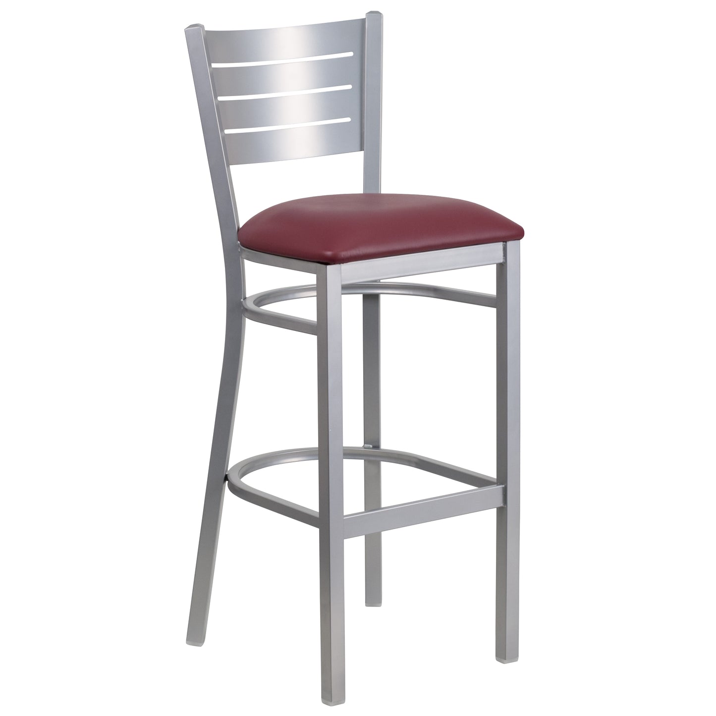 Silver Slat Stool-Burg Seat XU-DG-60402-BAR-BURV-GG