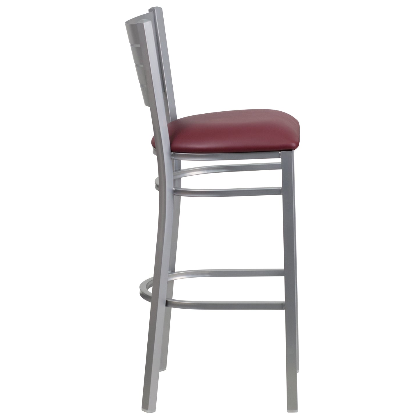 Silver Slat Stool-Burg Seat XU-DG-60402-BAR-BURV-GG