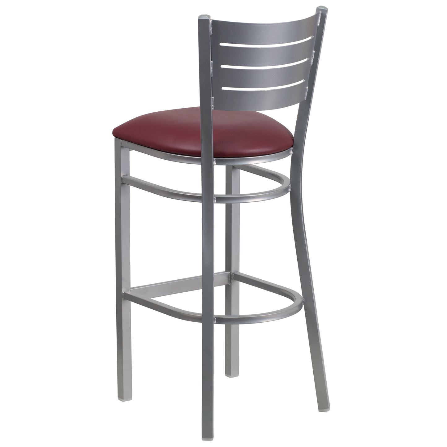 Silver Slat Stool-Burg Seat XU-DG-60402-BAR-BURV-GG