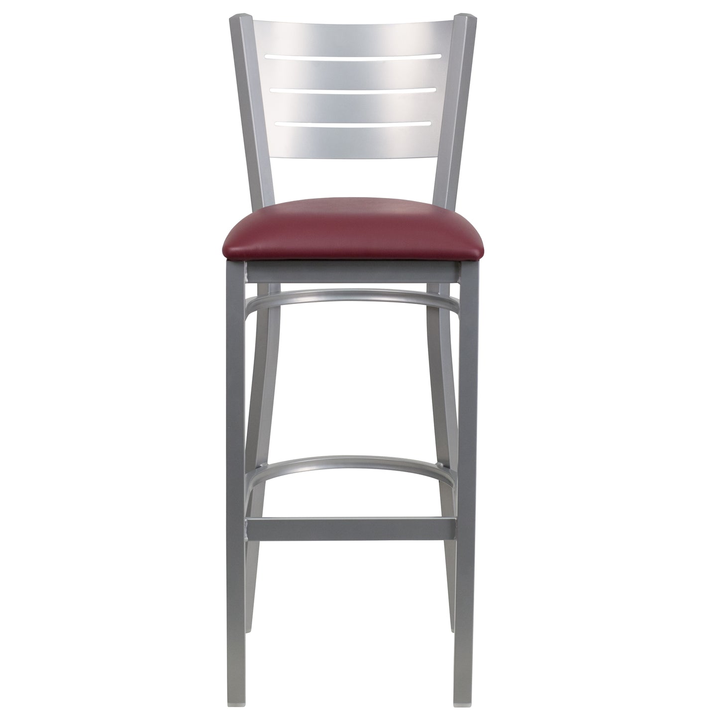 Silver Slat Stool-Burg Seat XU-DG-60402-BAR-BURV-GG