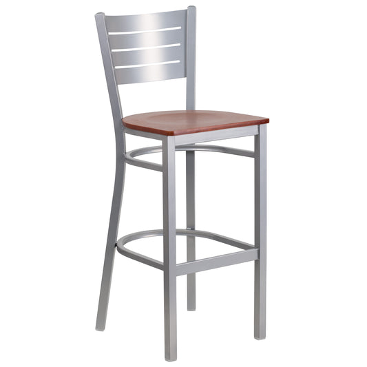 Silver Slat Stool-Chy Seat XU-DG-60402-BAR-CHYW-GG