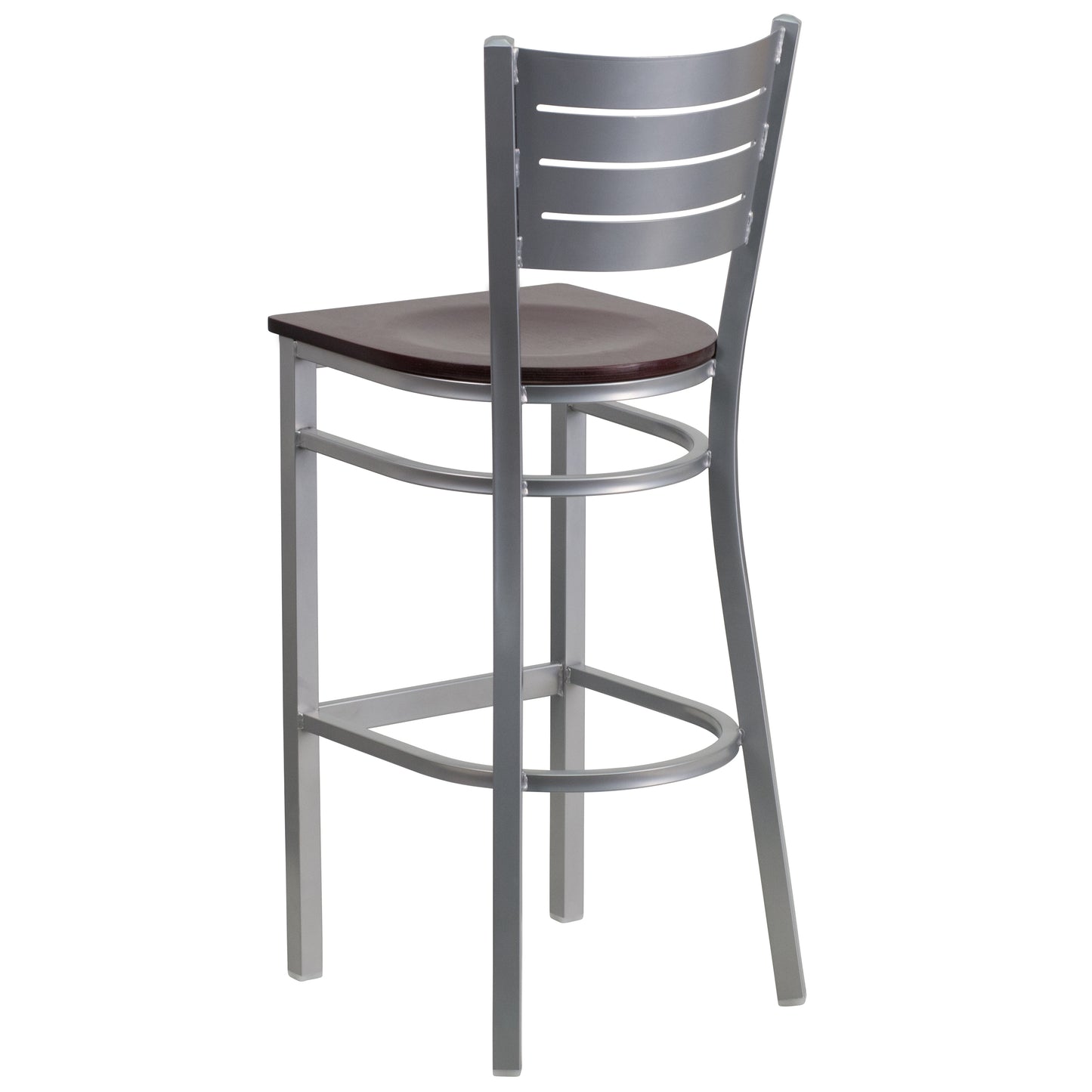 Silver Slat Stool-Mah Seat XU-DG-60402-BAR-MAHW-GG