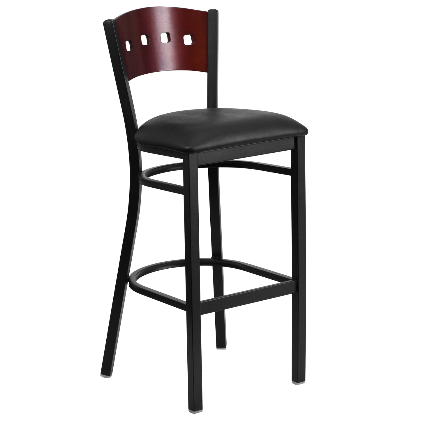 Bk/Mah 4 Sqr Stool-Black Seat XU-DG-60515-MAH-BAR-BLKV-GG