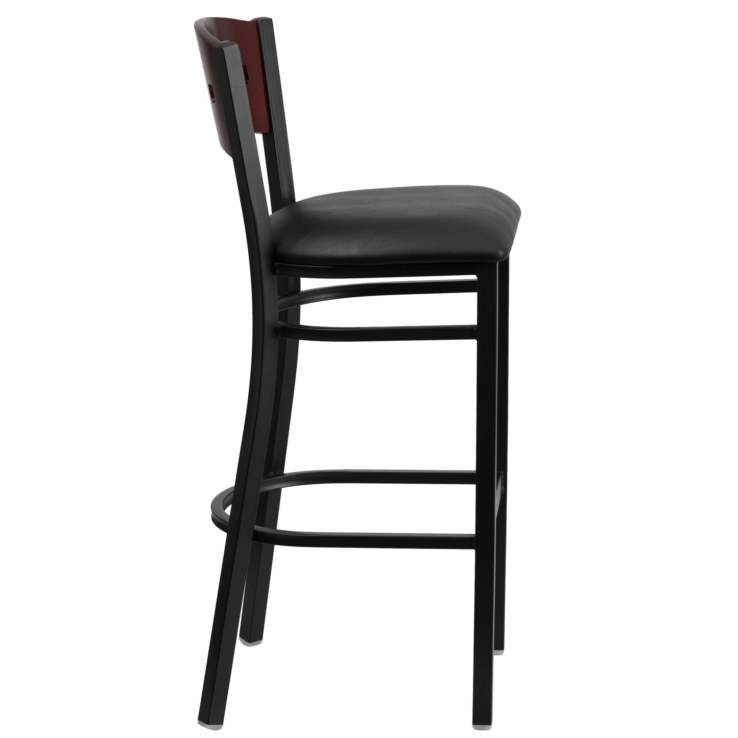 Bk/Mah 4 Sqr Stool-Black Seat XU-DG-60515-MAH-BAR-BLKV-GG