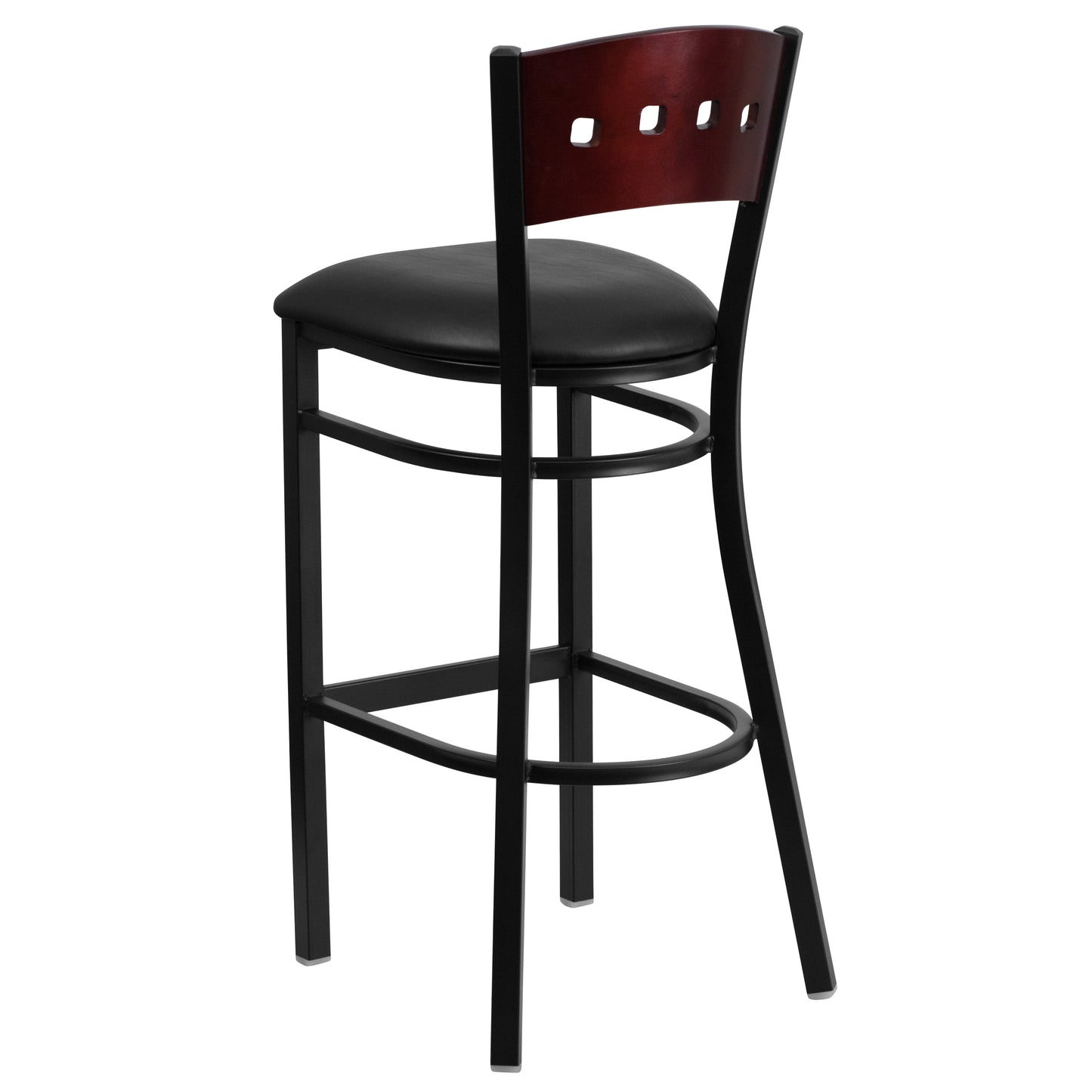 Bk/Mah 4 Sqr Stool-Black Seat XU-DG-60515-MAH-BAR-BLKV-GG