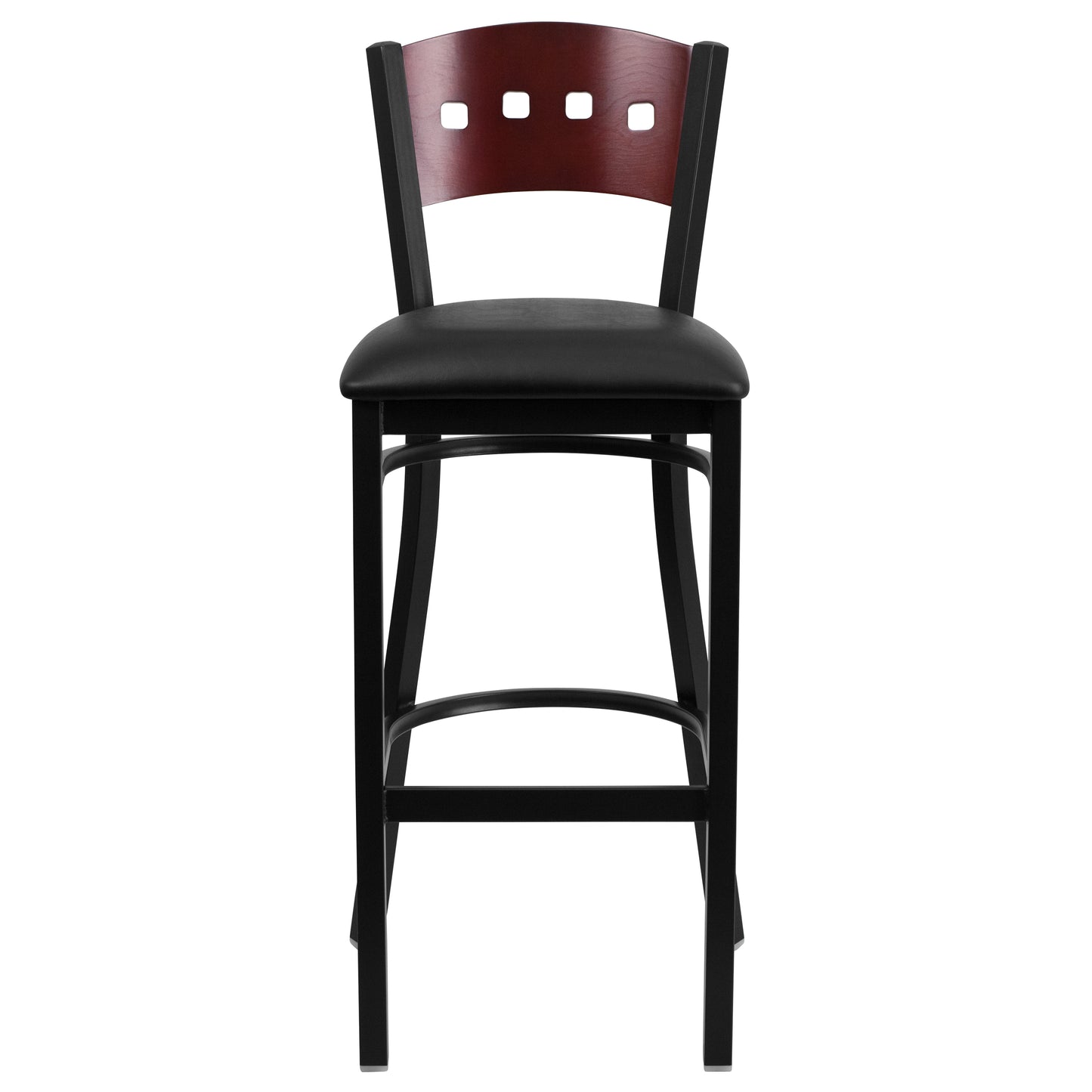 Bk/Mah 4 Sqr Stool-Black Seat XU-DG-60515-MAH-BAR-BLKV-GG