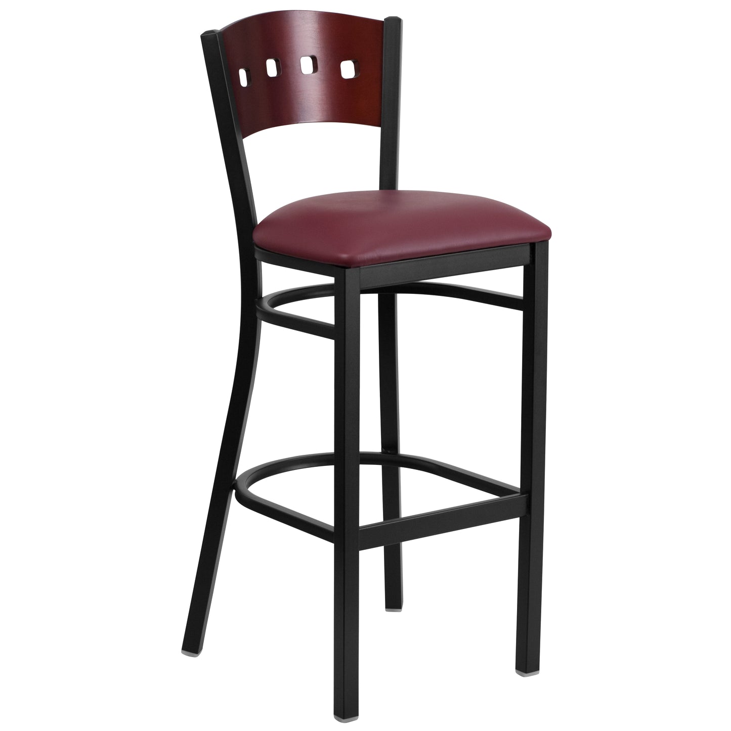 Bk/Mah 4 Sqr Stool-Burg Seat XU-DG-60515-MAH-BAR-BURV-GG