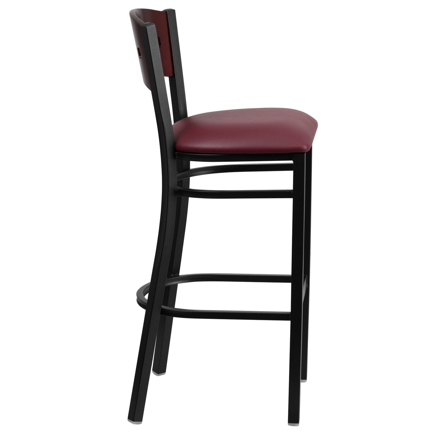 Bk/Mah 4 Sqr Stool-Burg Seat XU-DG-60515-MAH-BAR-BURV-GG