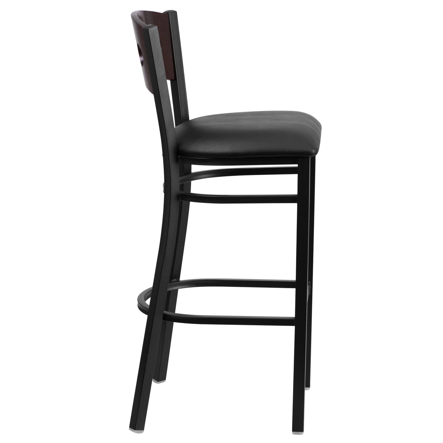 Bk/Wal 3 Circ Stool-Black Seat XU-DG-60516-WAL-BAR-BLKV-GG