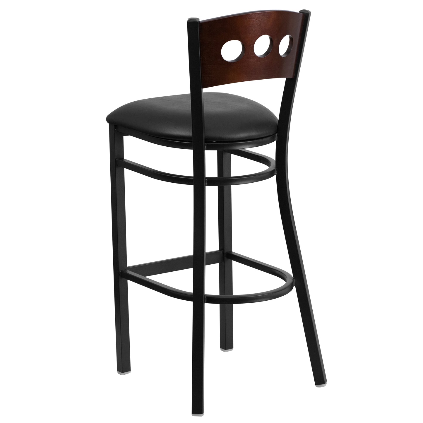 Bk/Wal 3 Circ Stool-Black Seat XU-DG-60516-WAL-BAR-BLKV-GG