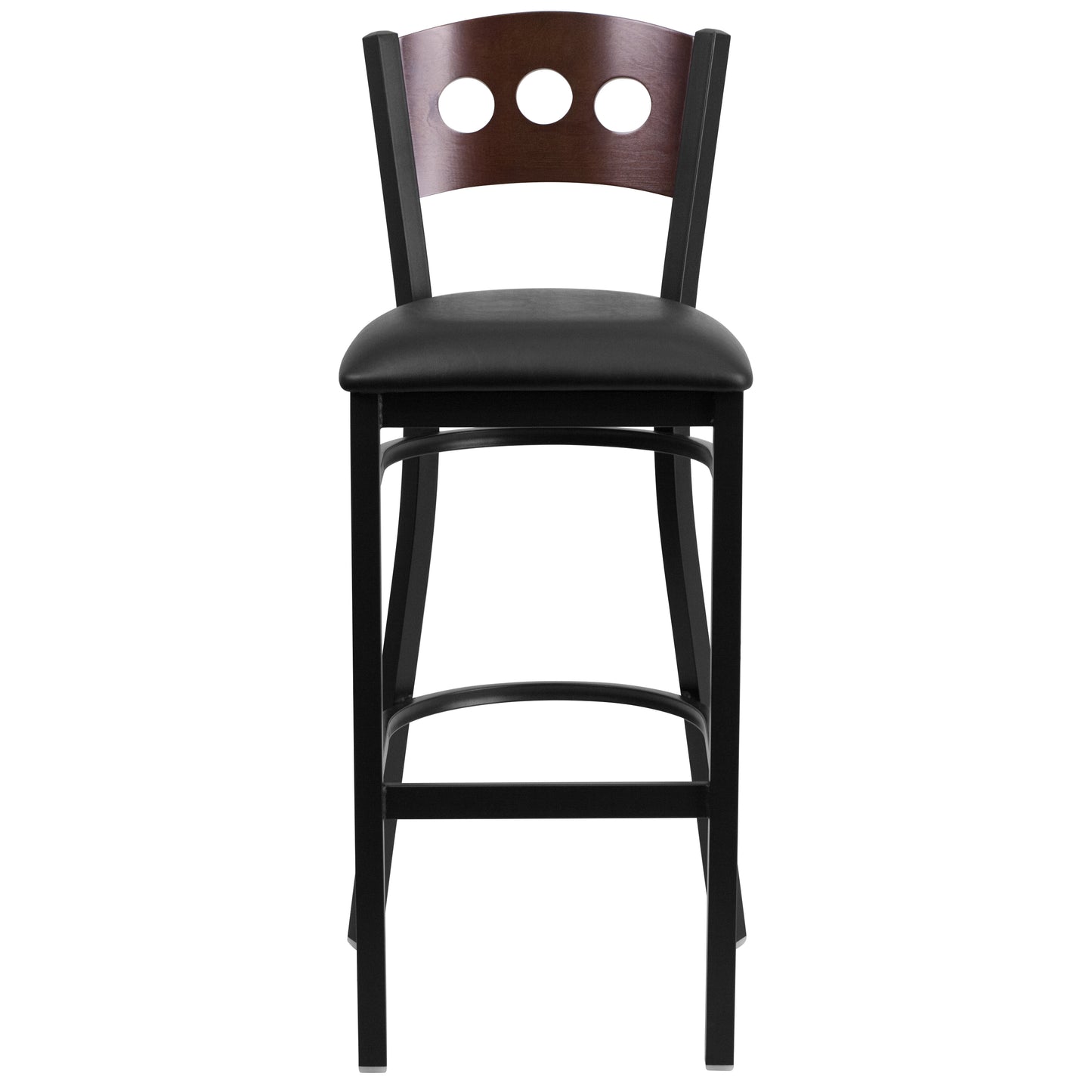 Bk/Wal 3 Circ Stool-Black Seat XU-DG-60516-WAL-BAR-BLKV-GG