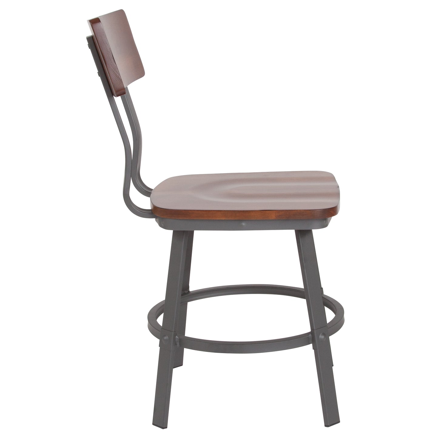 Walnut/Gray Metal Chair XU-DG-60582-GG