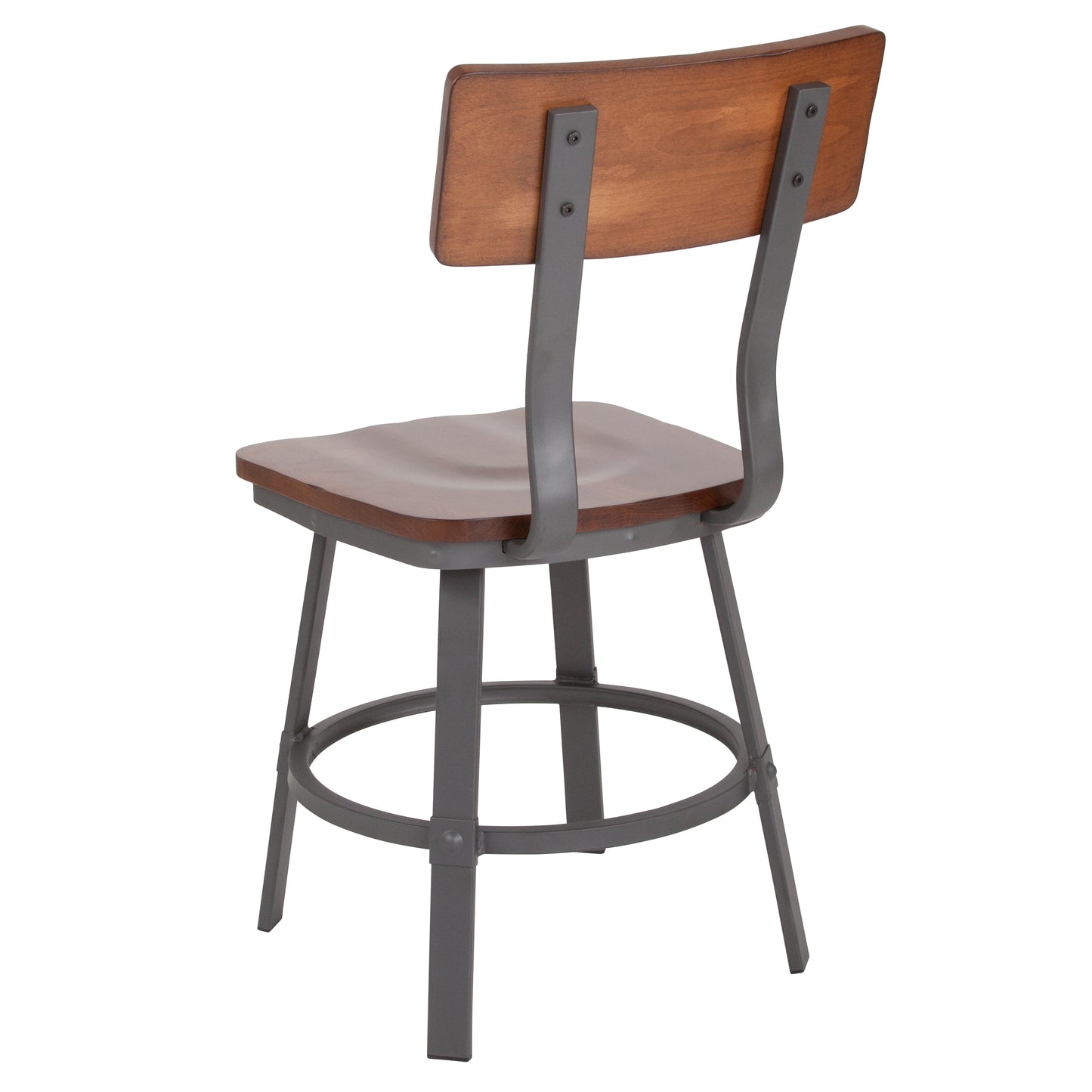 Walnut/Gray Metal Chair XU-DG-60582-GG