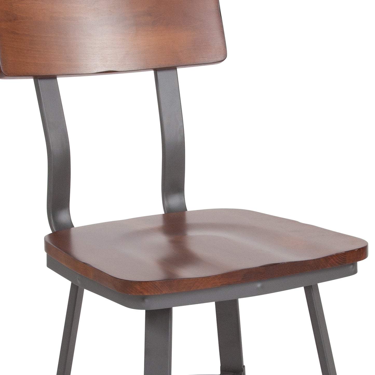 Walnut/Gray Metal Chair XU-DG-60582-GG