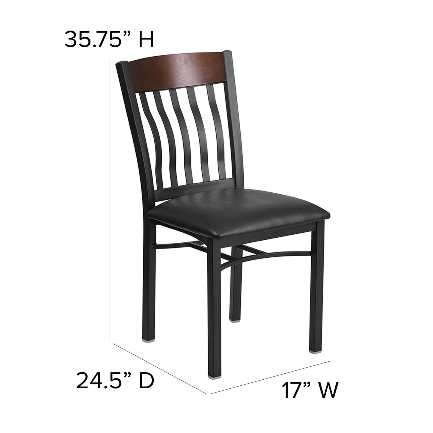 Bk/Nat Vert Chair-Black Seat XU-DG-60618-WAL-BLKV-GG