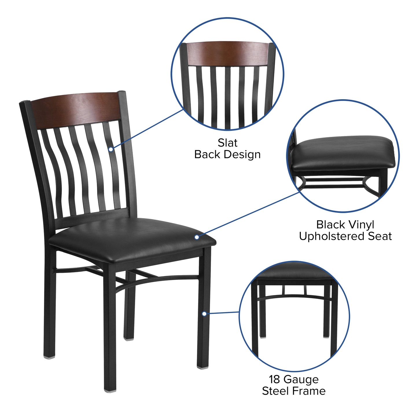 Bk/Nat Vert Chair-Black Seat XU-DG-60618-WAL-BLKV-GG