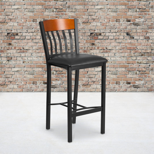 Bk/Chy Vert Stool-Black Seat XU-DG-60618B-CHY-BLKV-GG