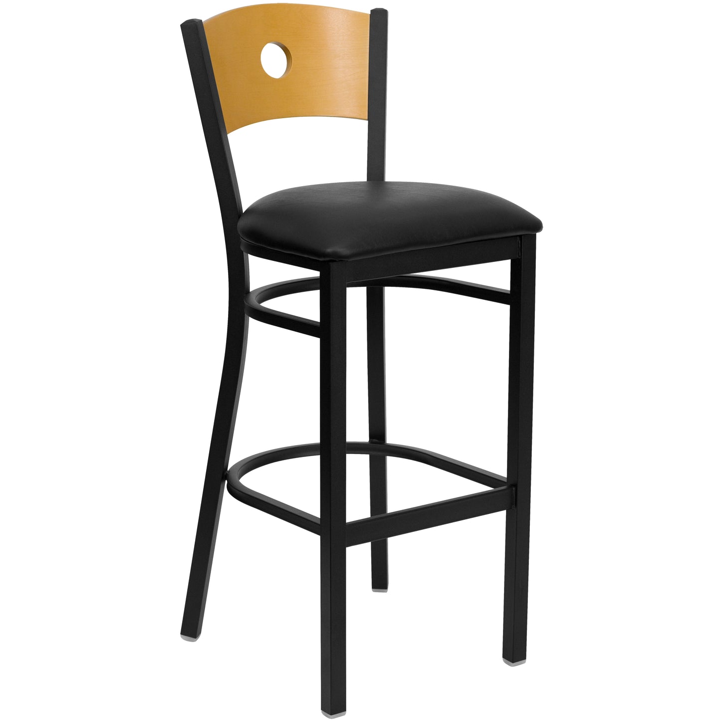 Bk/Nat Circle Stool-Black Seat XU-DG-6F6B-CIR-BAR-BLKV-GG