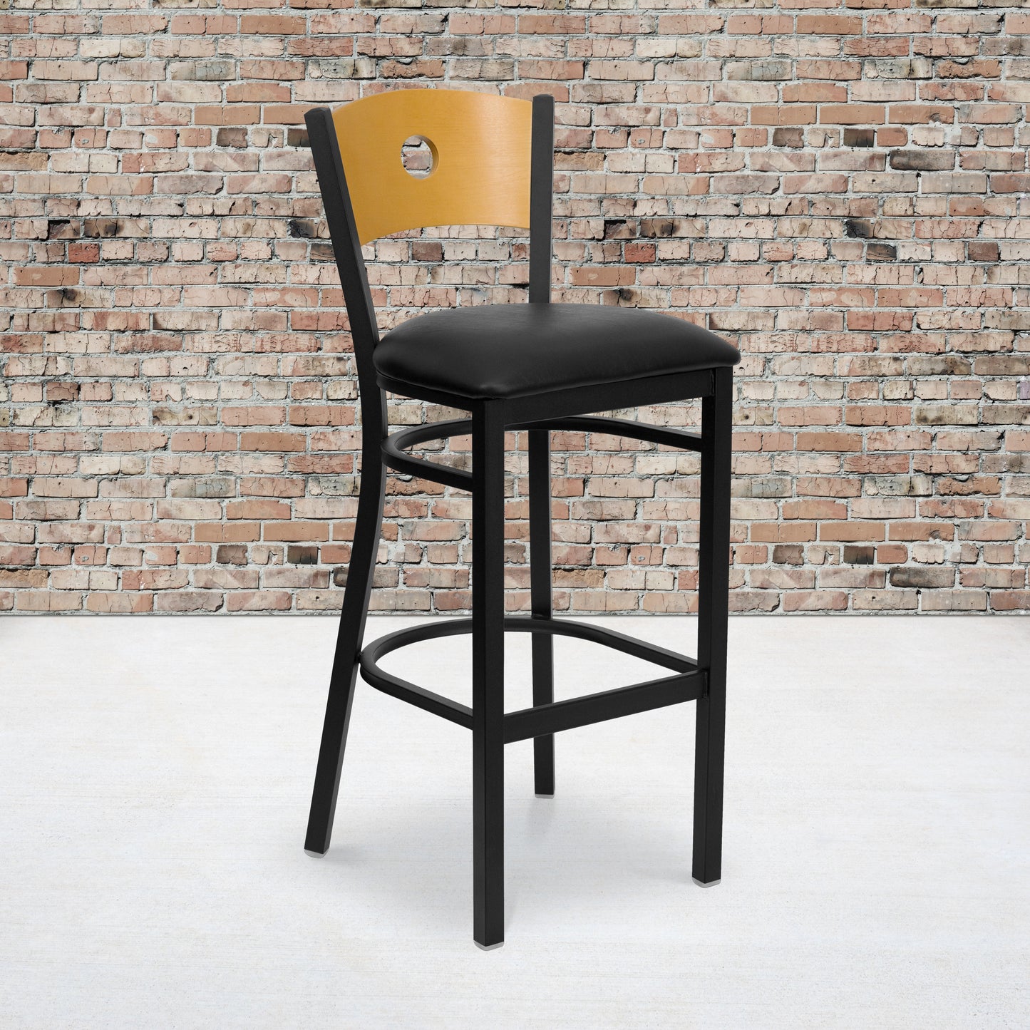 Bk/Nat Circle Stool-Black Seat XU-DG-6F6B-CIR-BAR-BLKV-GG