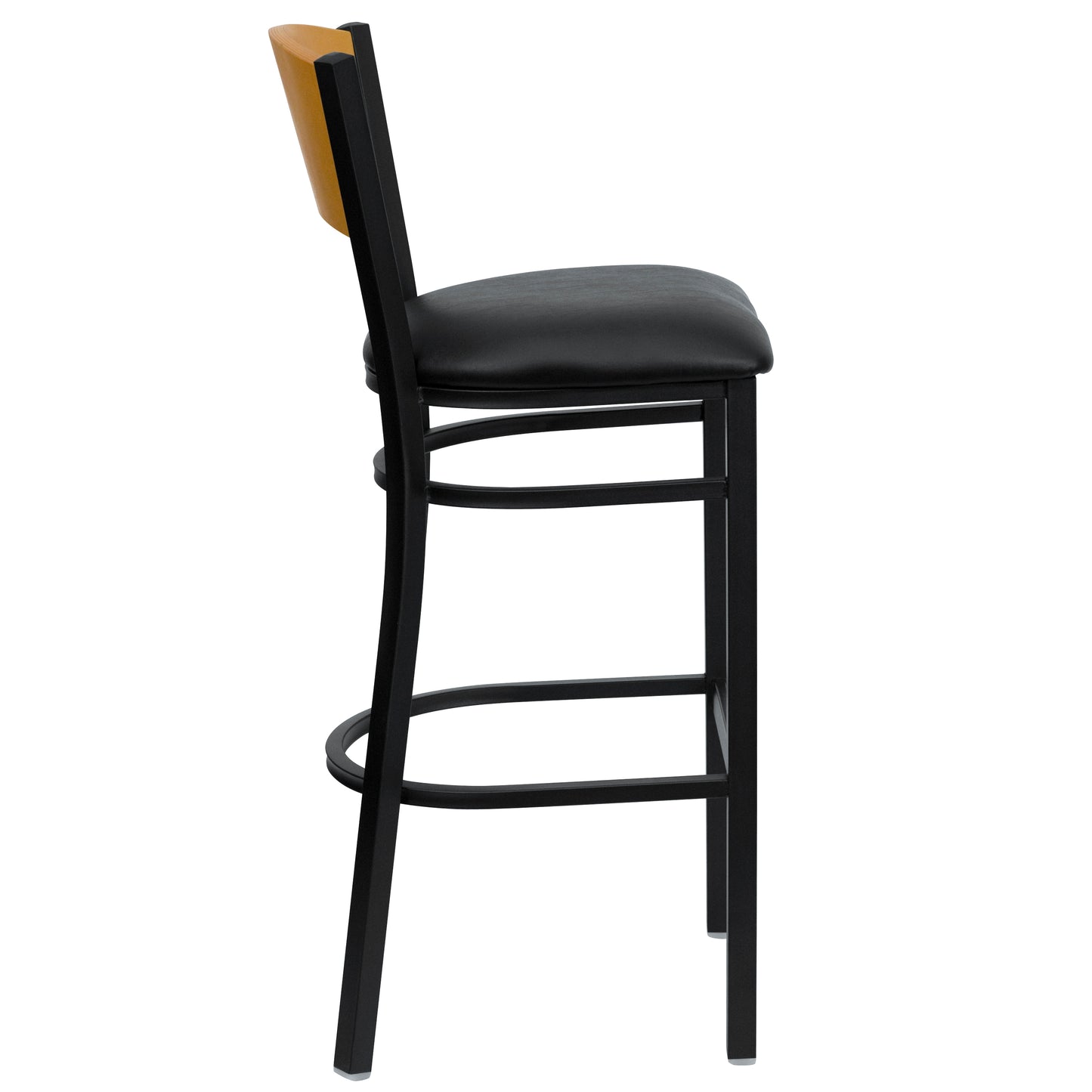 Bk/Nat Circle Stool-Black Seat XU-DG-6F6B-CIR-BAR-BLKV-GG